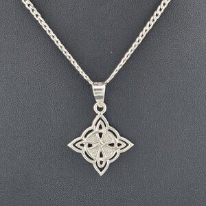 New Sterling Silver 925 Witch’s Knot Necklace – Wiccan Pagan Protection Amulet